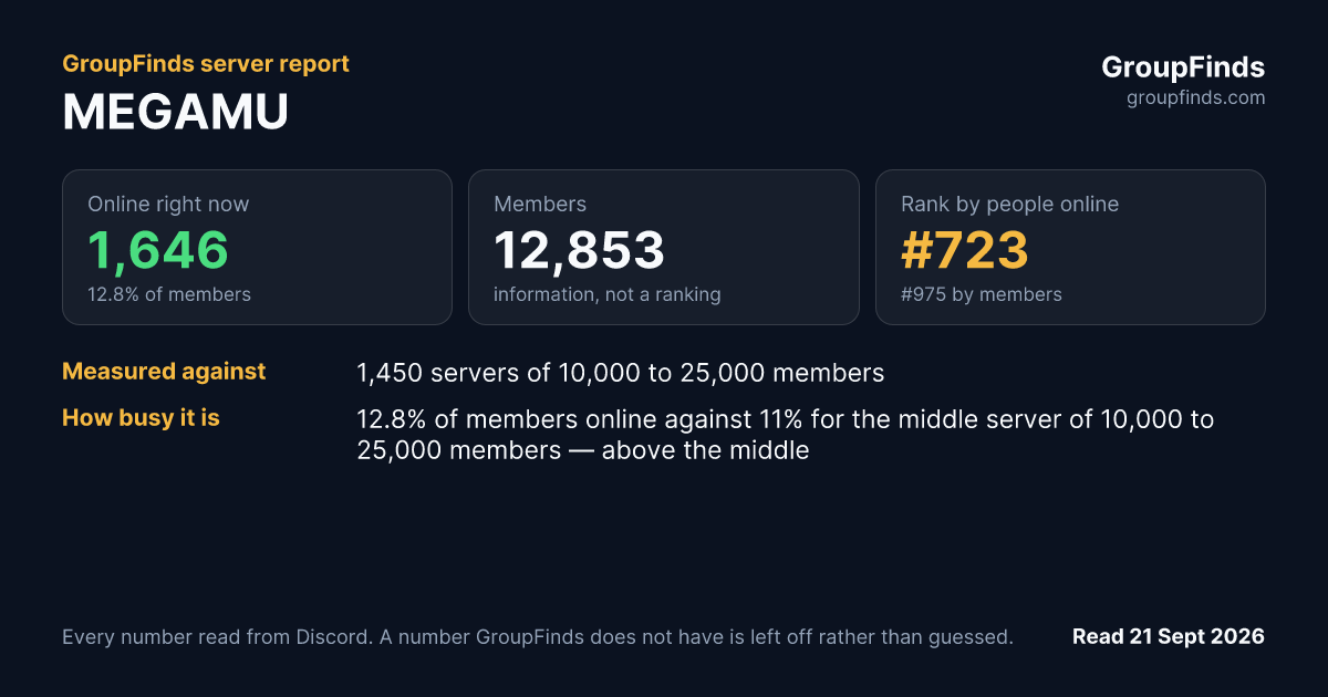 MEGAMU's GroupFinds server report