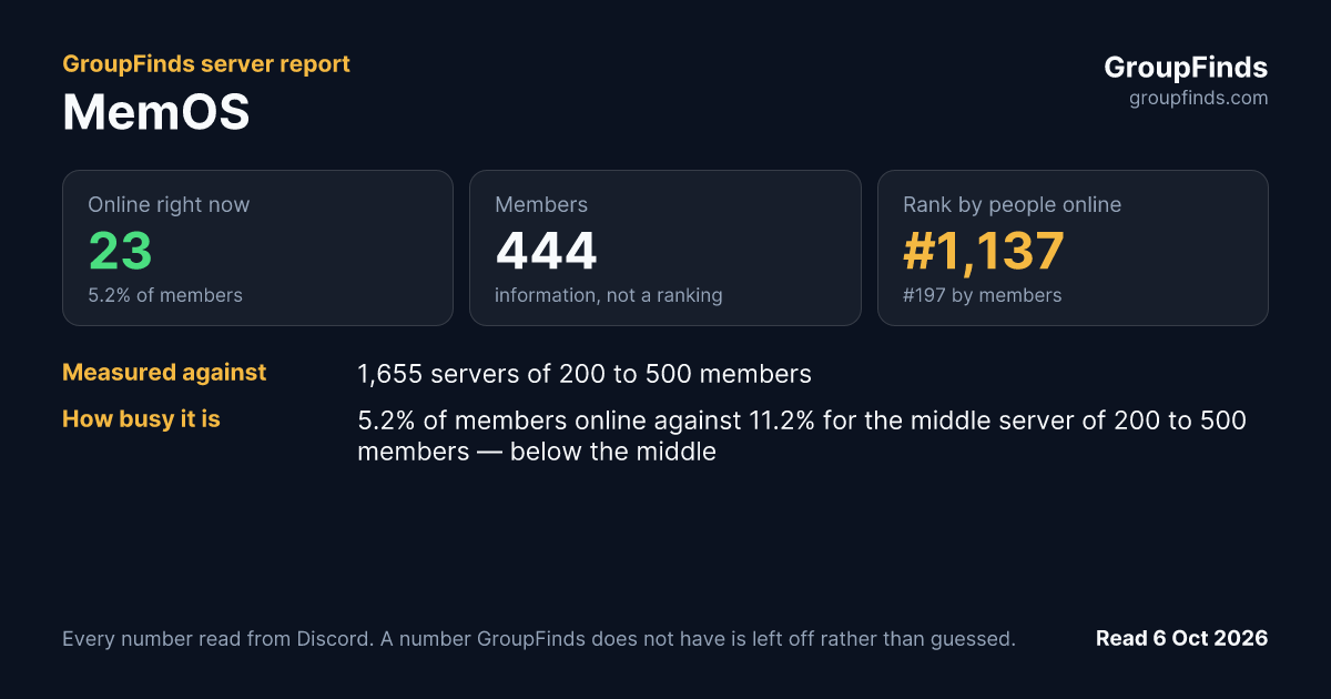 MemOS's GroupFinds server report