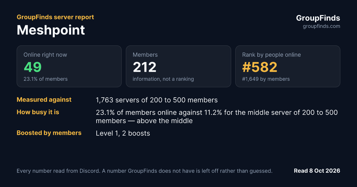 Meshpoint's GroupFinds server report