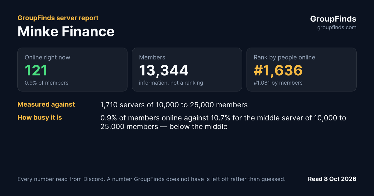 Minke Finance's GroupFinds server report