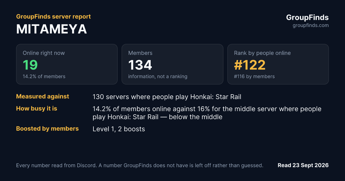 MITAMEYA's GroupFinds server report