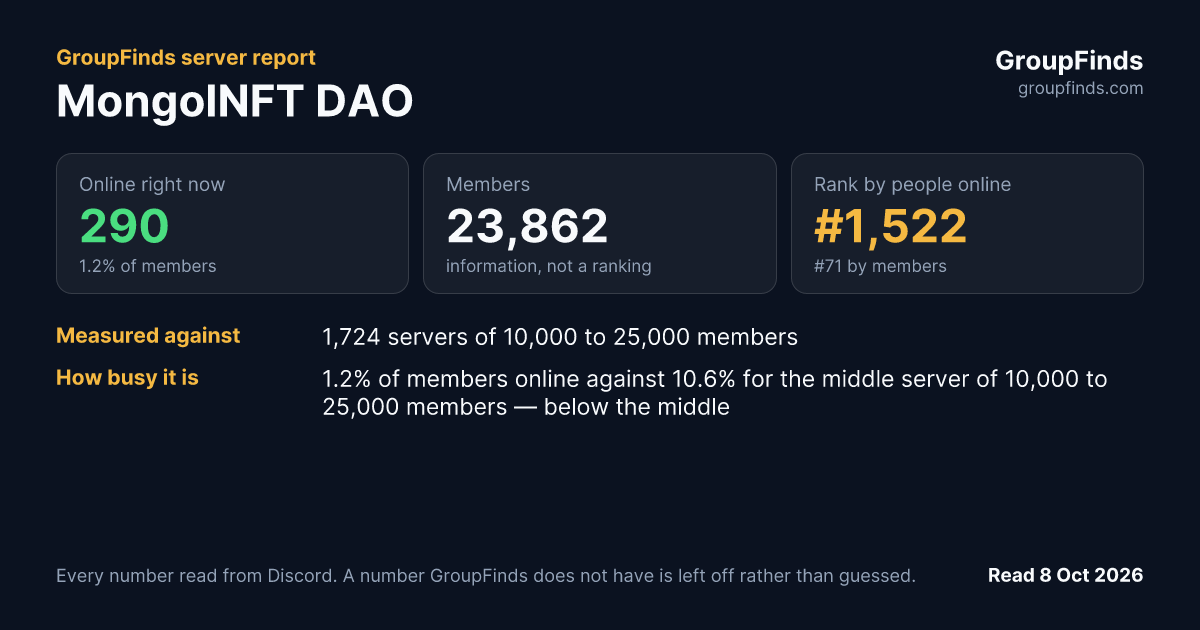 MongolNFT DAO's GroupFinds server report