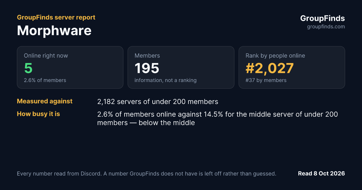 Morphware's GroupFinds server report