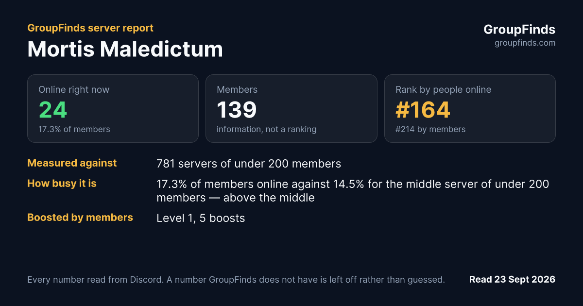 Mortis Maledictum's GroupFinds server report