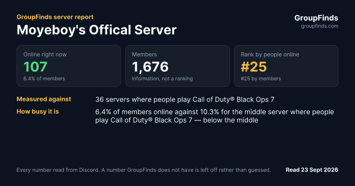 Moyeboy's Offical Server's GroupFinds server report