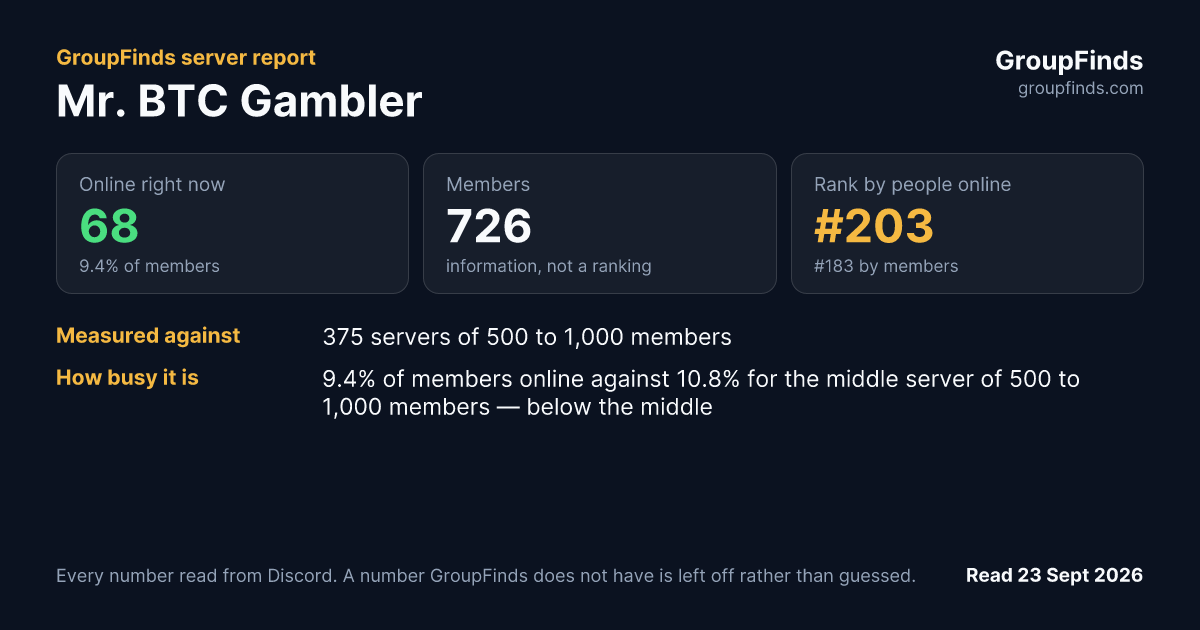 Mr. BTC Gambler's GroupFinds server report