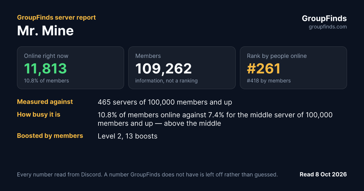Mr. Mine's GroupFinds server report