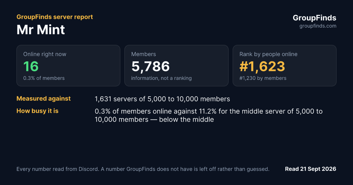 Mr Mint's GroupFinds server report
