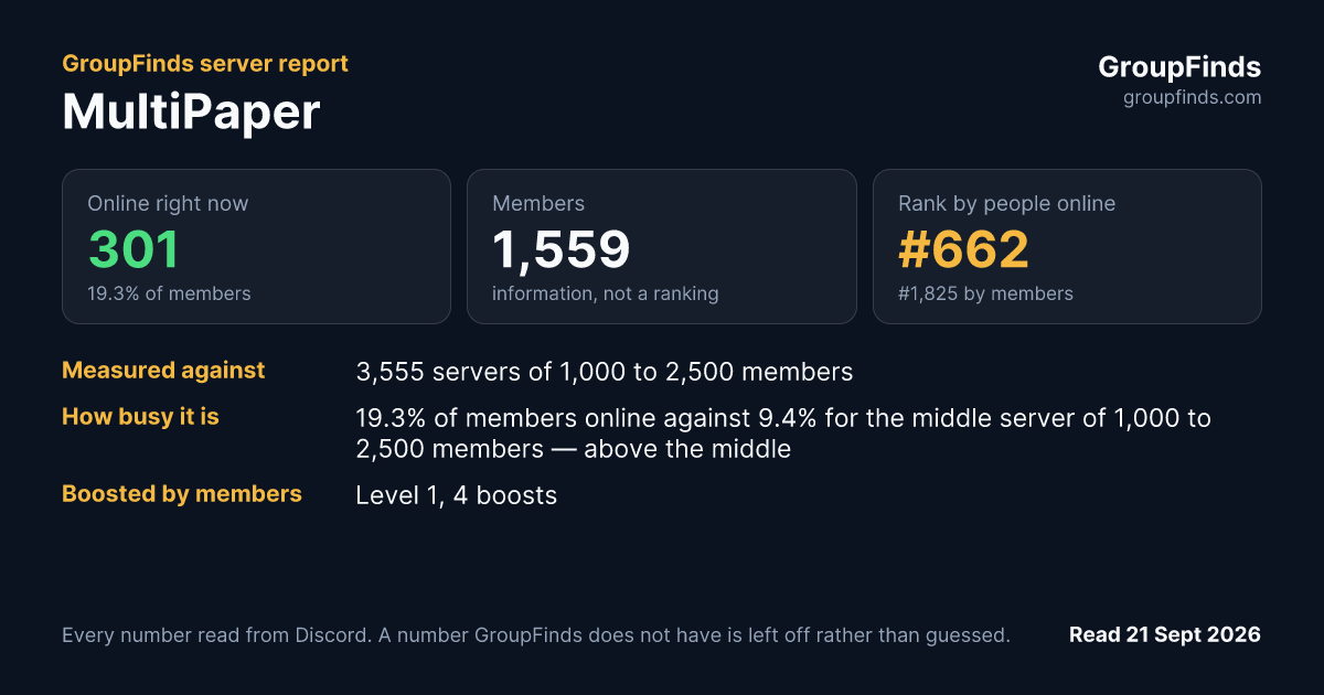 MultiPaper's GroupFinds server report
