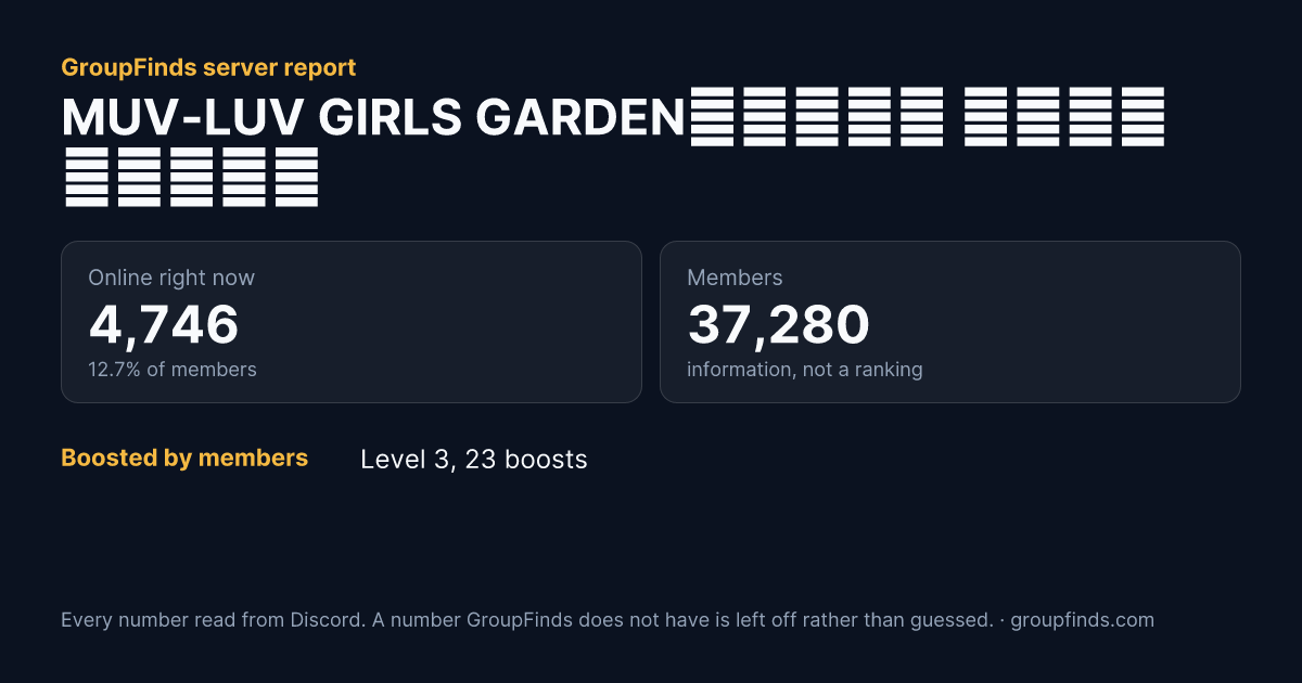 MUV-LUV GIRLS GARDEN【マブラヴ ガールズガーデン】's GroupFinds server report