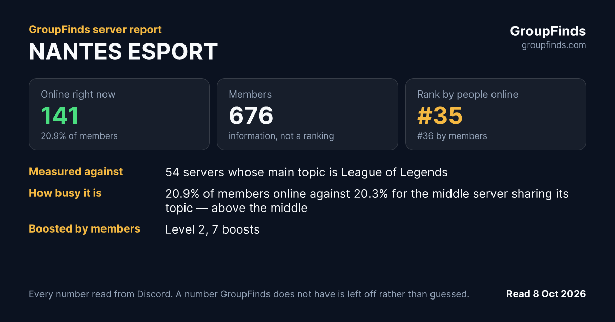 NANTES ESPORT's GroupFinds server report