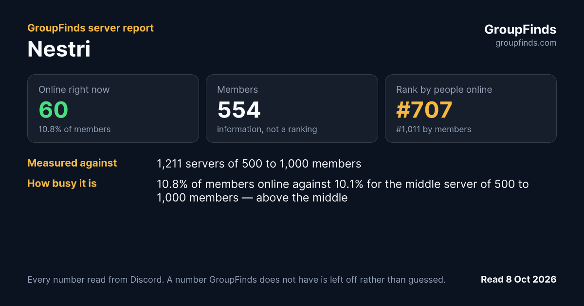 Nestri's GroupFinds server report