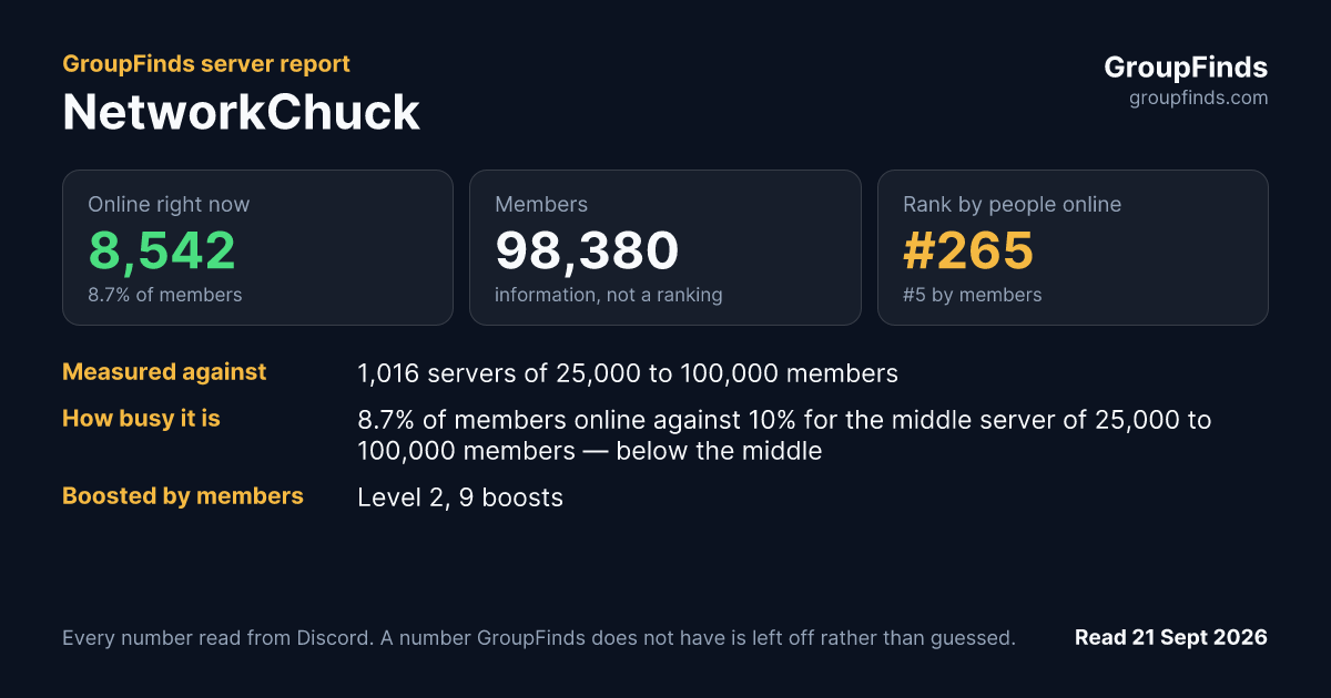 NetworkChuck's GroupFinds server report