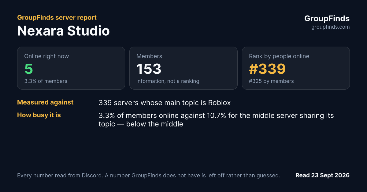 Nexara Studio's GroupFinds server report