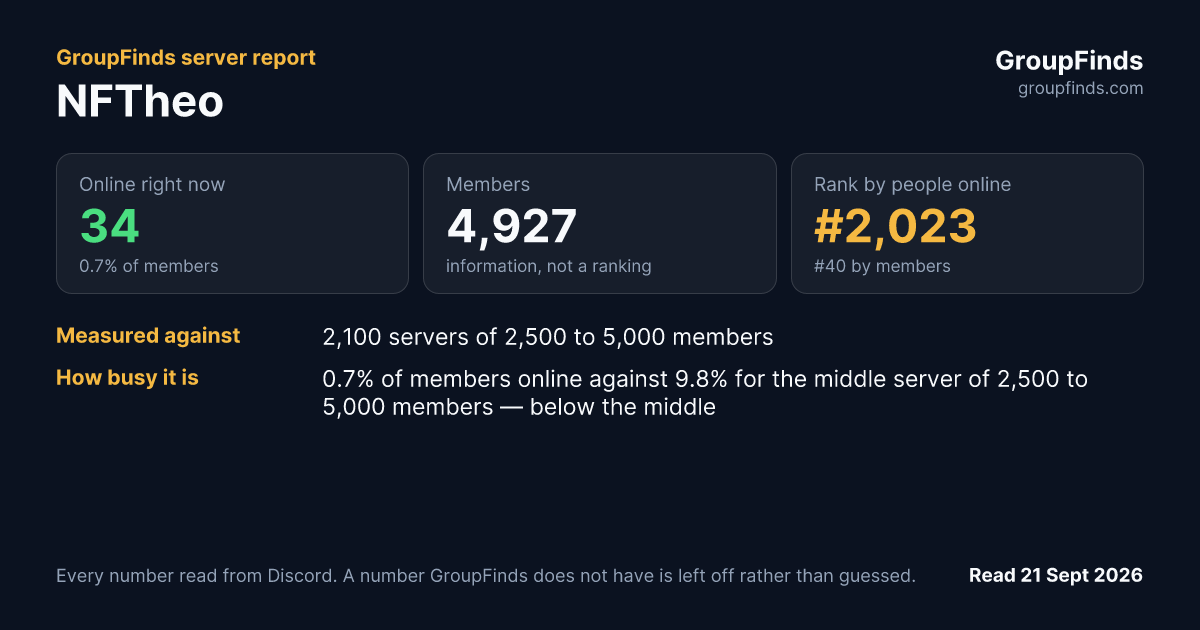 NFTheo's GroupFinds server report