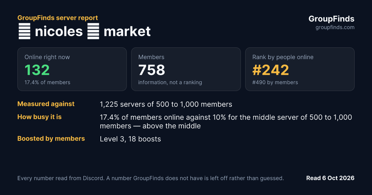 ♡ nicoles ⸝ market's GroupFinds server report