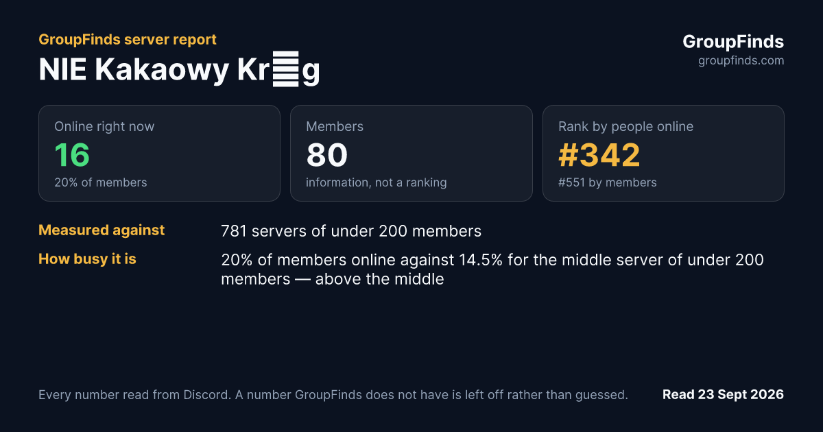 NIE Kakaowy Krąg's GroupFinds server report