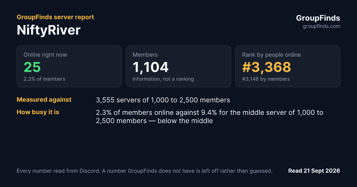 NiftyRiver's GroupFinds server report