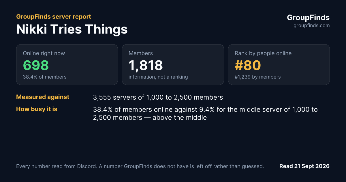 Nikki Tries Things's GroupFinds server report