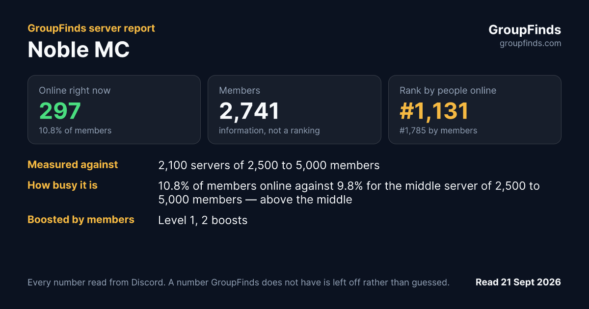 Noble MC's GroupFinds server report