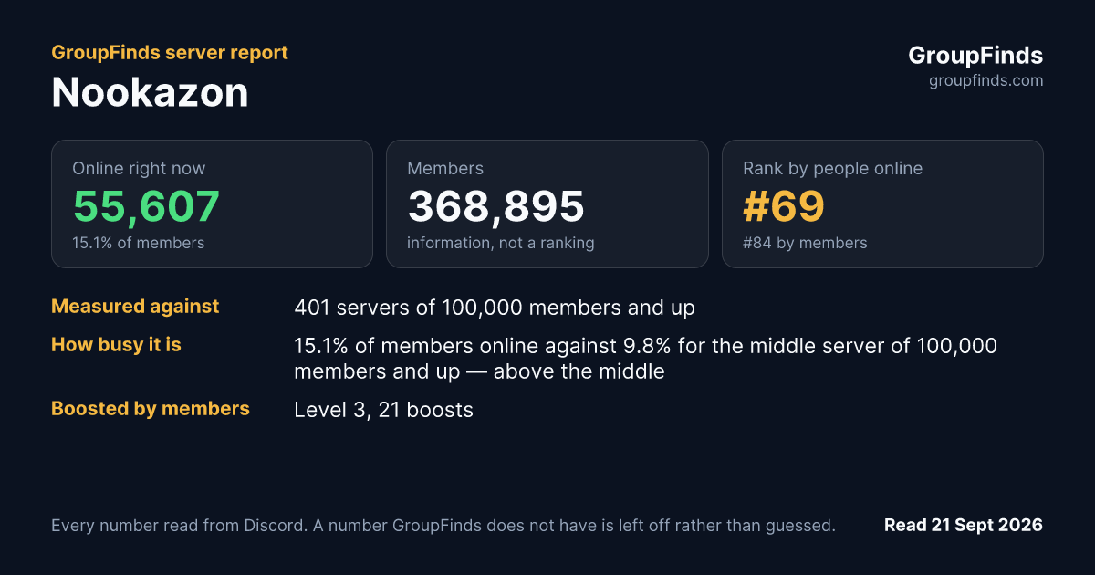 Nookazon's GroupFinds server report