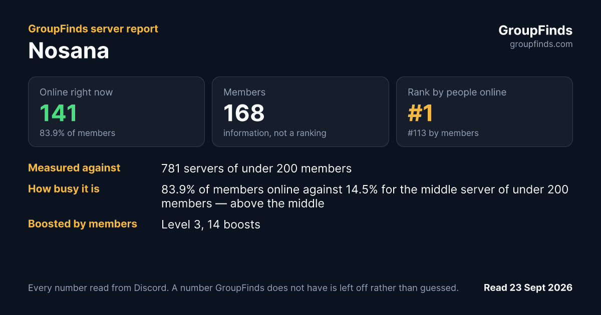 Nosana's GroupFinds server report