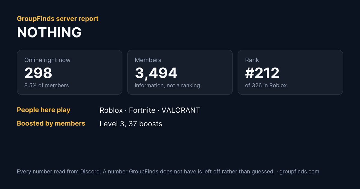 NOTHING's GroupFinds server report