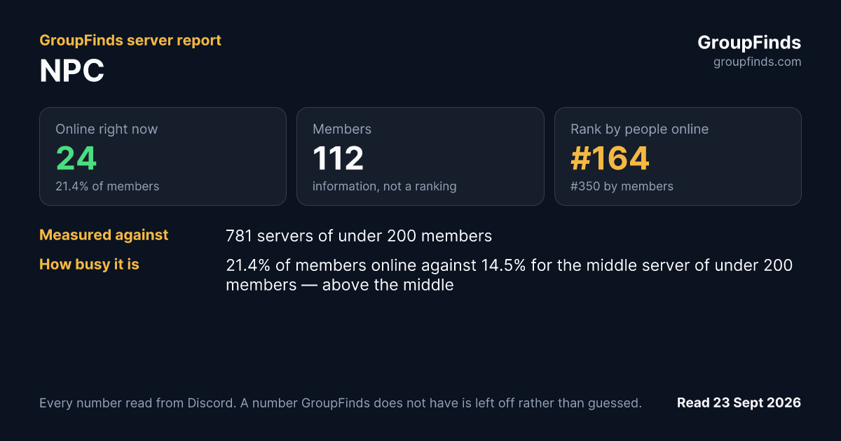 NPC's GroupFinds server report