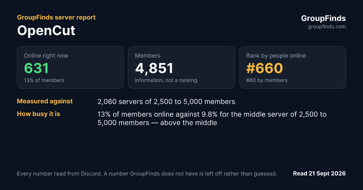 OpenCut's GroupFinds server report