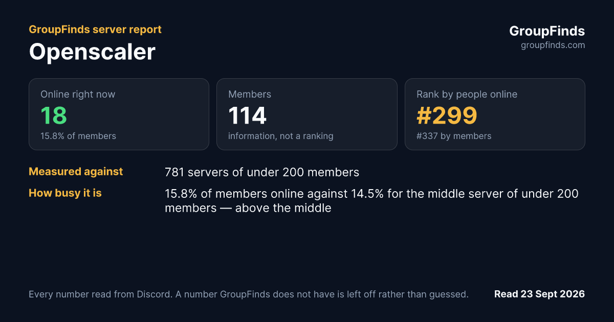 Openscaler's GroupFinds server report