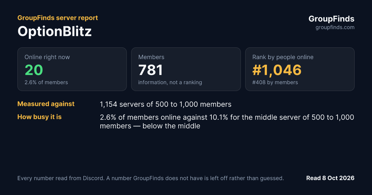 OptionBlitz's GroupFinds server report