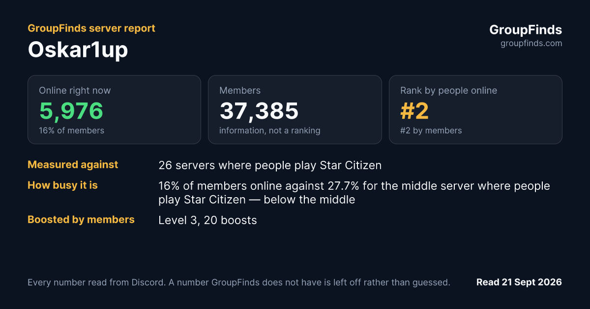 Oskar1up's GroupFinds server report