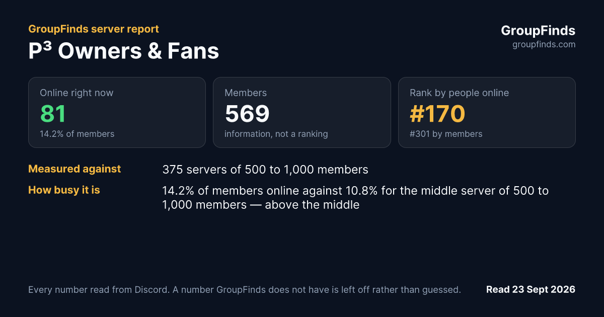 P³ Owners & Fans's GroupFinds server report