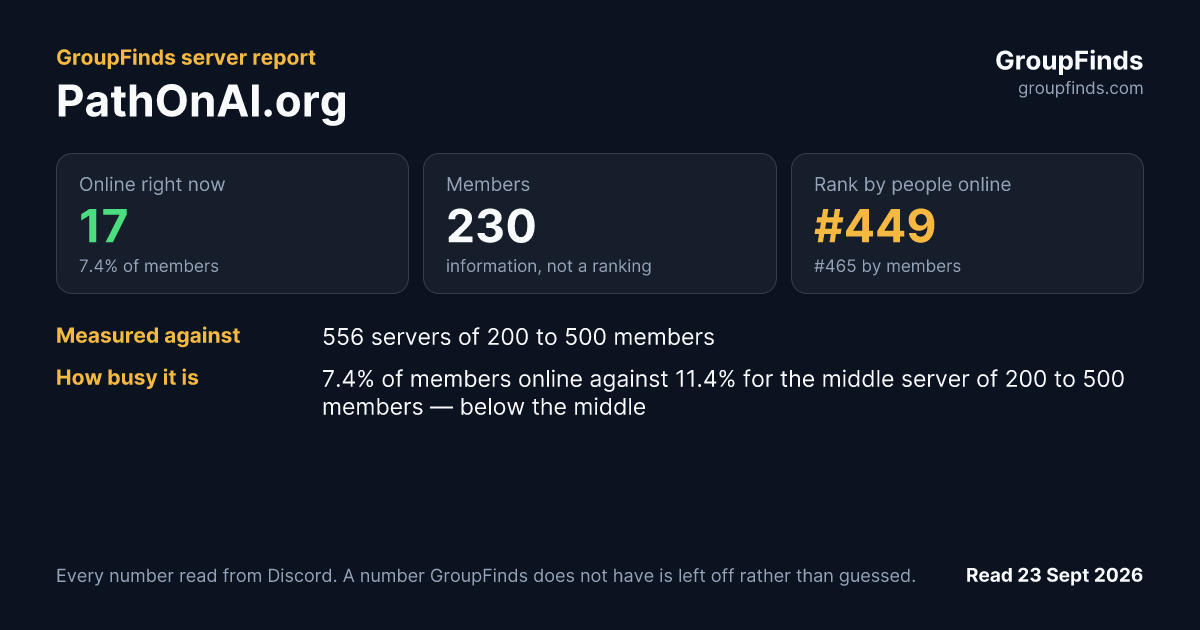 PathOnAI.org's GroupFinds server report
