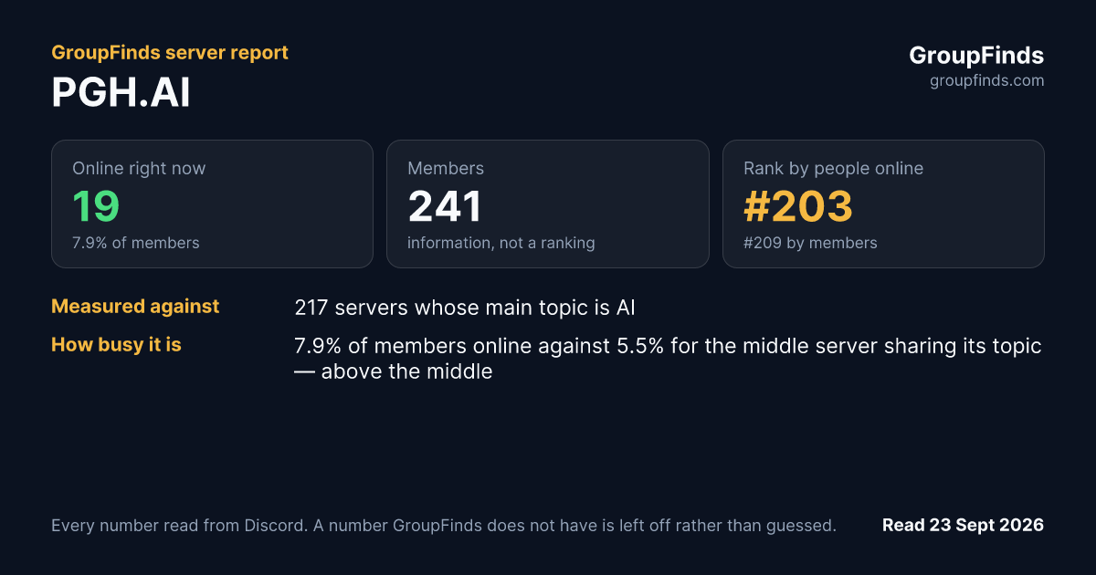 PGH.AI's GroupFinds server report