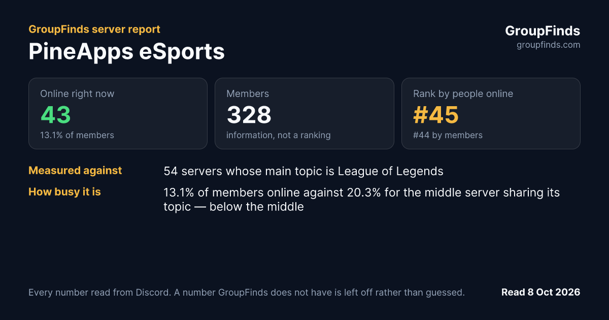 PineApps eSports's GroupFinds server report