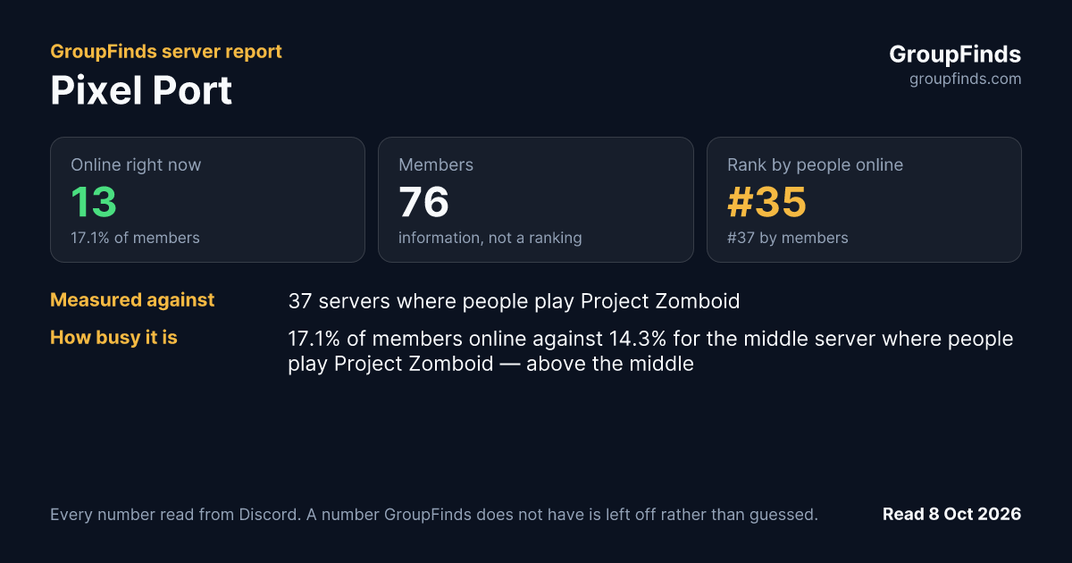 Pixel Port's GroupFinds server report