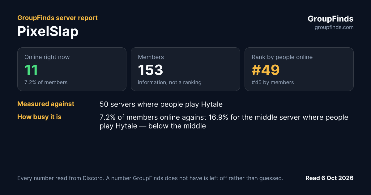 PixelSlap's GroupFinds server report
