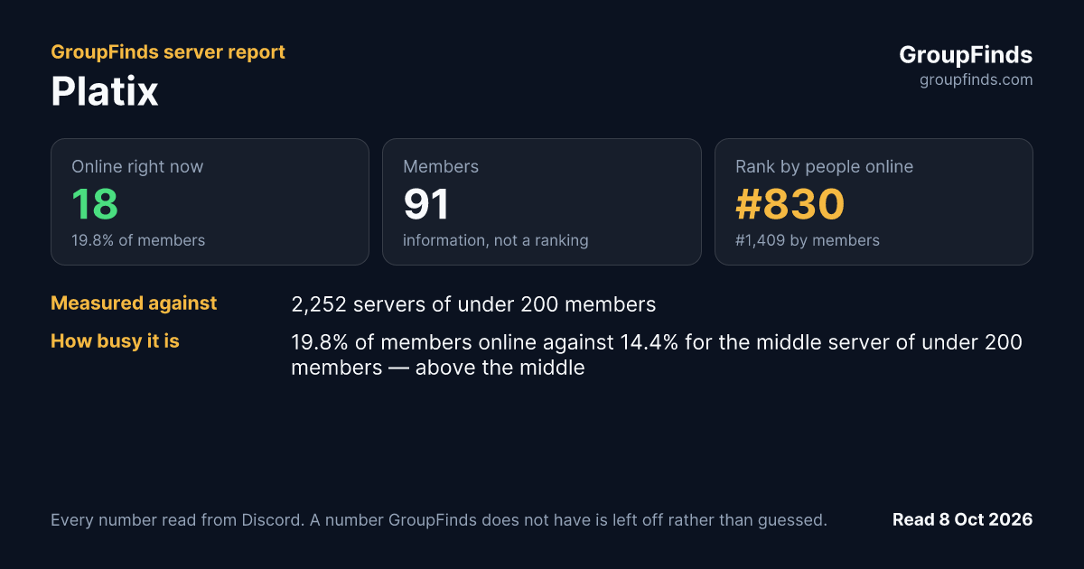 Platix's GroupFinds server report
