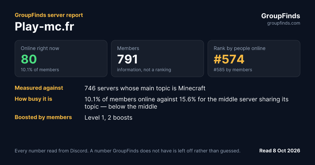 Play-mc.fr's GroupFinds server report