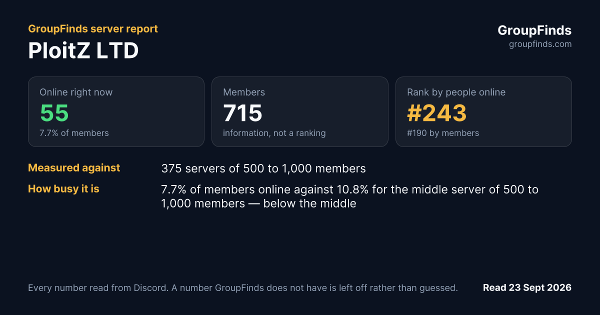 PloitZ LTD's GroupFinds server report