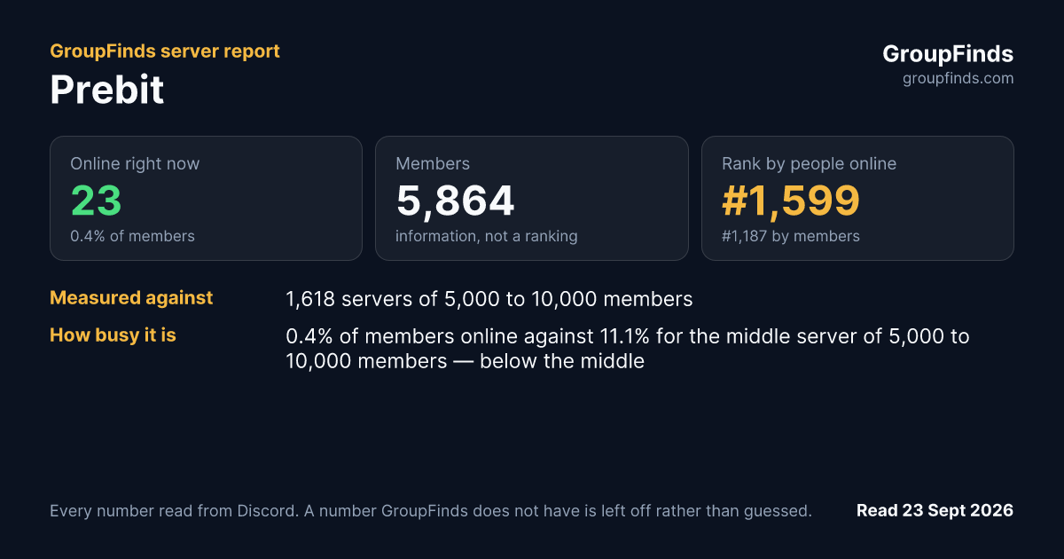 Prebit's GroupFinds server report