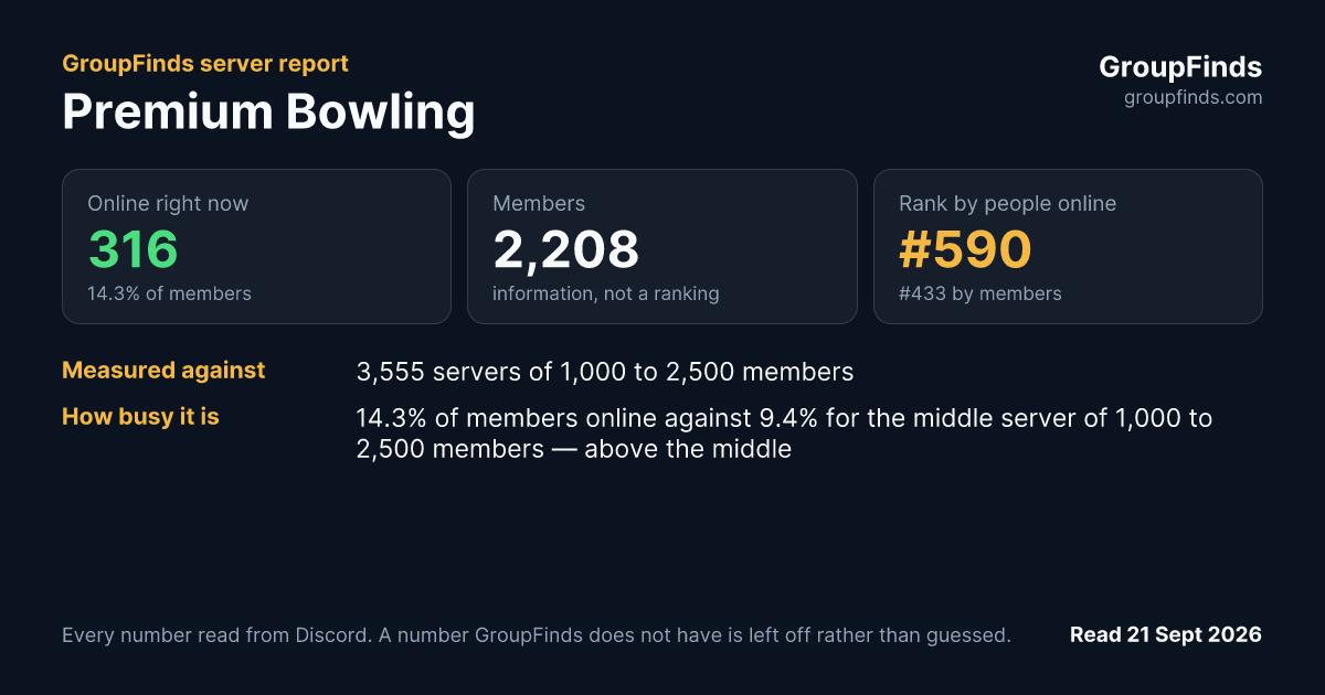 Premium Bowling's GroupFinds server report