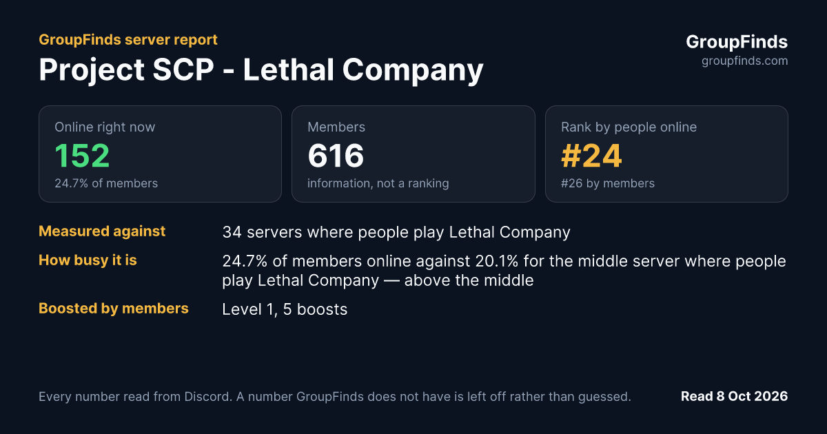 Project SCP - Lethal Company's GroupFinds server report