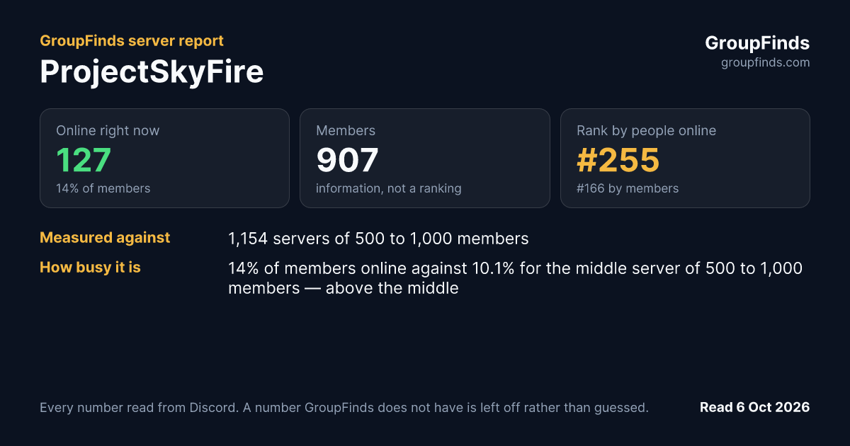 ProjectSkyFire's GroupFinds server report