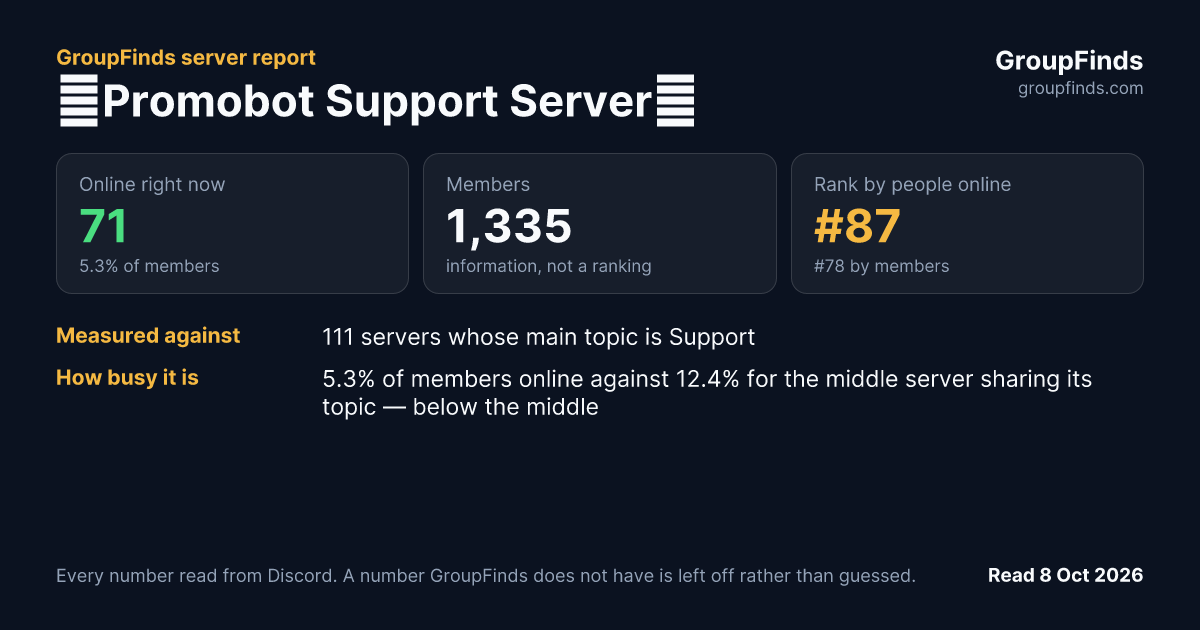 🔗Promobot Support Server🔗's GroupFinds server report