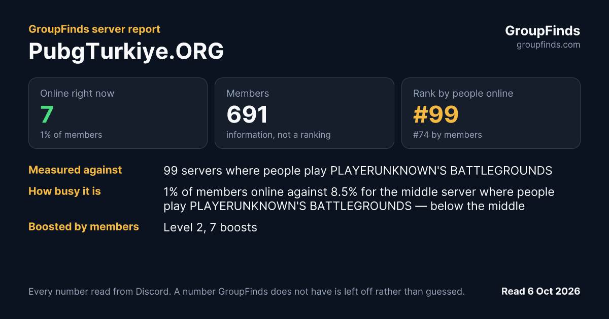 PubgTurkiye.ORG's GroupFinds server report