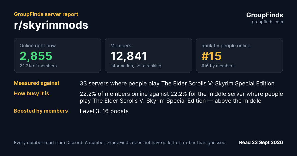 r/skyrimmods's GroupFinds server report