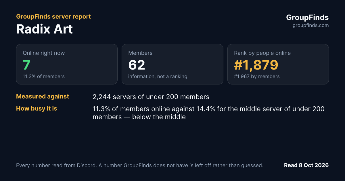 Radix Art's GroupFinds server report