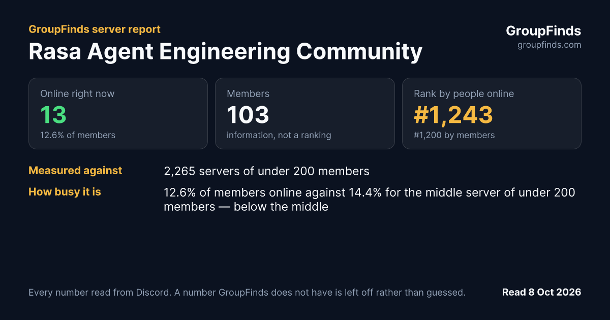 Rasa Agent Engineering Community's GroupFinds server report